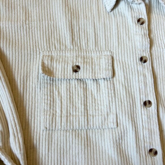 Women’s RSQ Cream Corduroy Button-Down Shirt Jacket – Size M - Picture 8 of 10